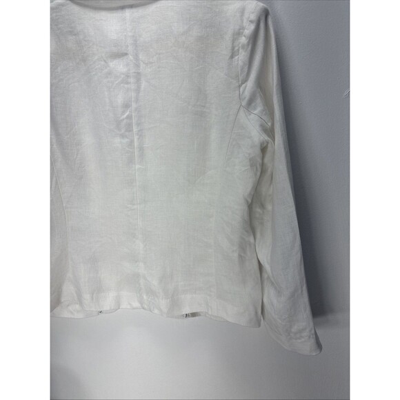 Olivia Moon Women’s 100% Linen White 1-Button Blazer Pockets Sz M - Picture 9 of 15